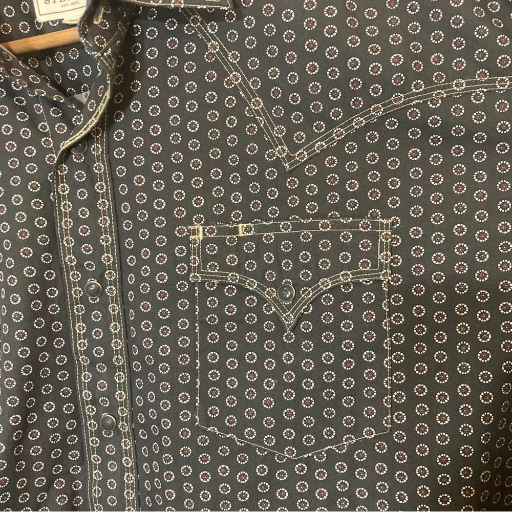 Stetson Men's Western Long Sleeve Button-Up Shirt Snaps Logo Geo 2XL - Picture 4 of 11